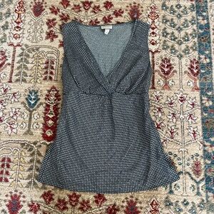 Isaac Mizrahi Black and White Polka Dot Sleeveless V-Neck Camisole